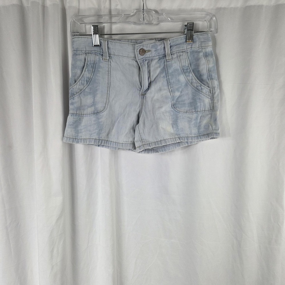 Old Navy Shorts Girls 12 Blue Chino Light Wash Denim Zip Fly Pockets Casual